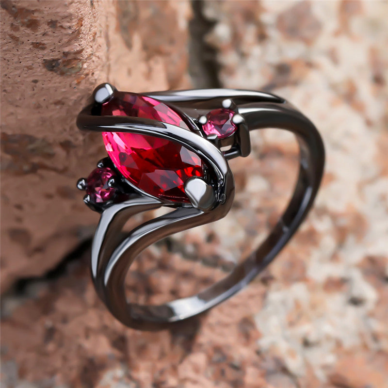 Crystal Ring - 14K Black Gold