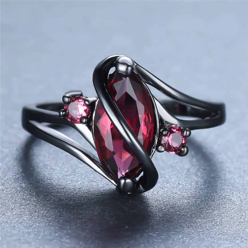 Crystal Ring - 14K Black Gold