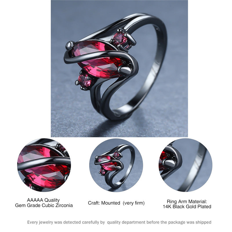Crystal Ring - 14K Black Gold