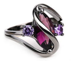 Crystal Ring - 14K Black Gold