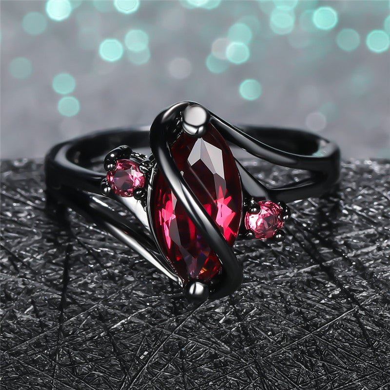 Crystal Ring - 14K Black Gold